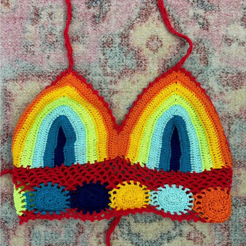 Rainbow crochet top